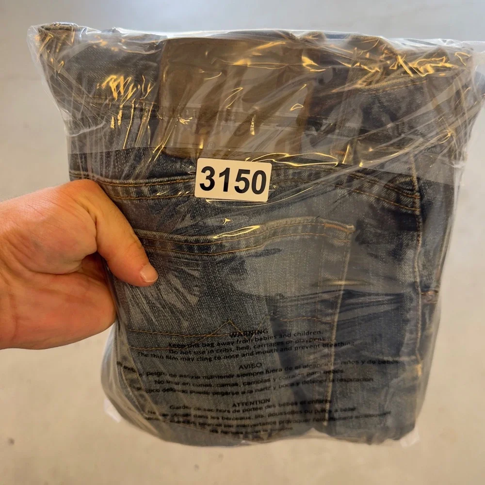 Mossimo Mens Distressed Baggy Straight Leg Blue Denim Jeans 38x32